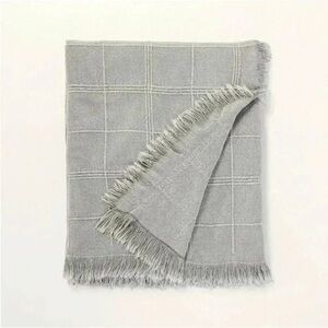 NWOT Textured Grid Lines Dobby Throw Blanket Light Gray - Hearth & Hand